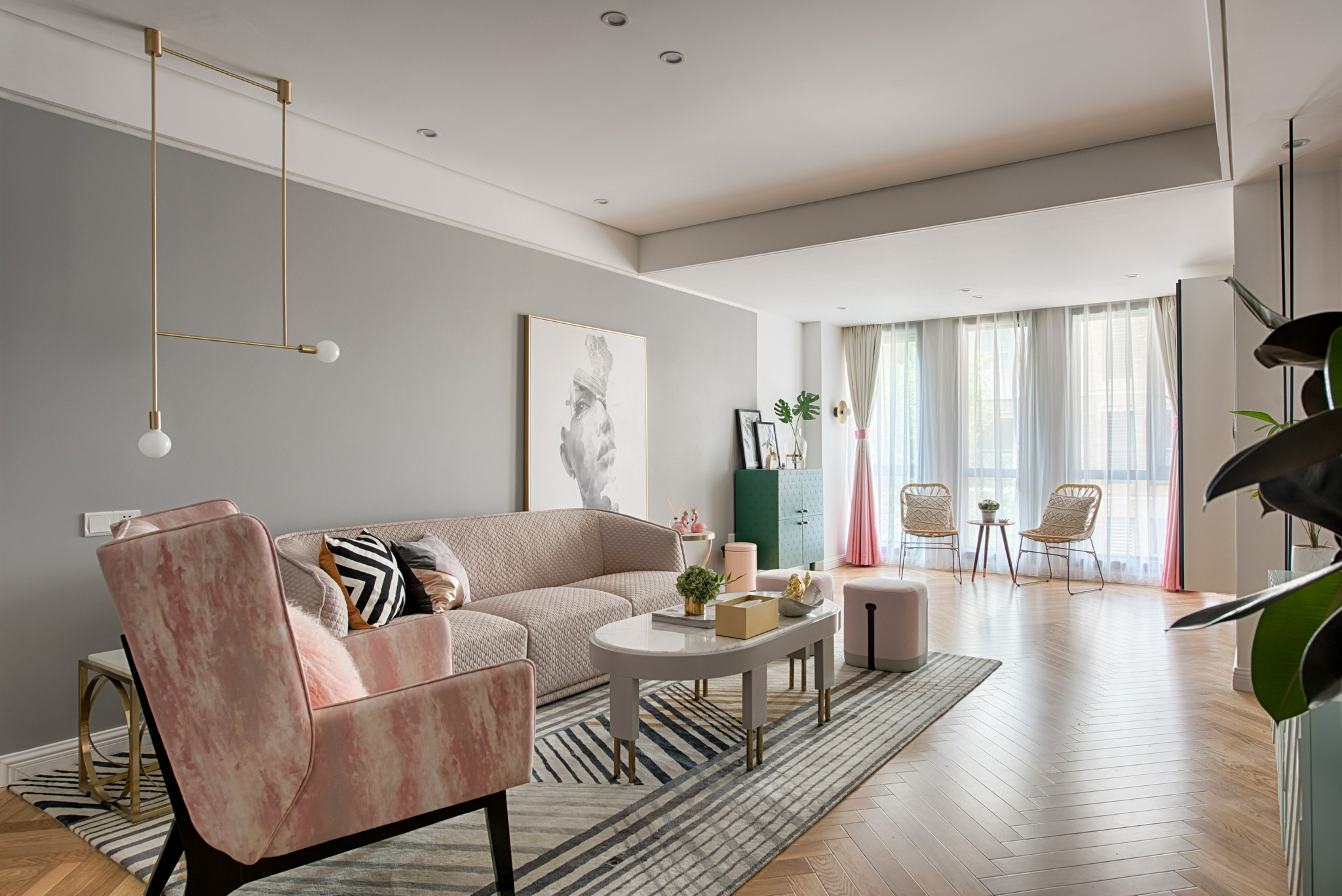 128㎡北欧混搭轻奢个性质感三居室从此开启浪漫模式