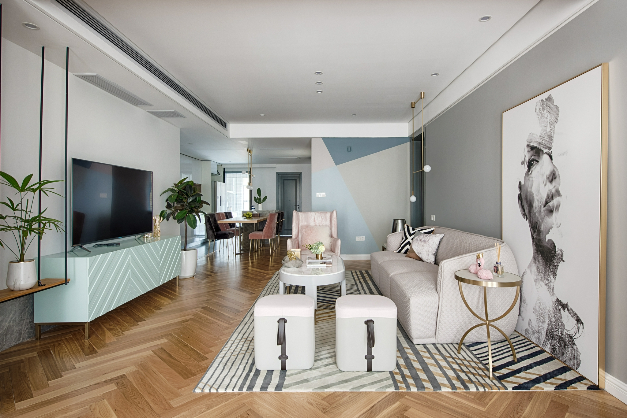 128㎡北欧混搭轻奢个性质感三居室从此开启浪漫模式