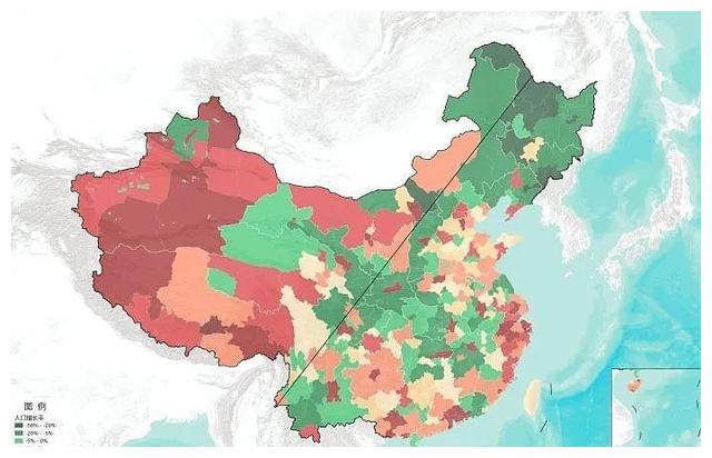 第七次人口普查分省人口增长率地图(地市级)