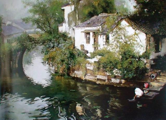 潘鸿海油画中的江南水乡太有诗意了