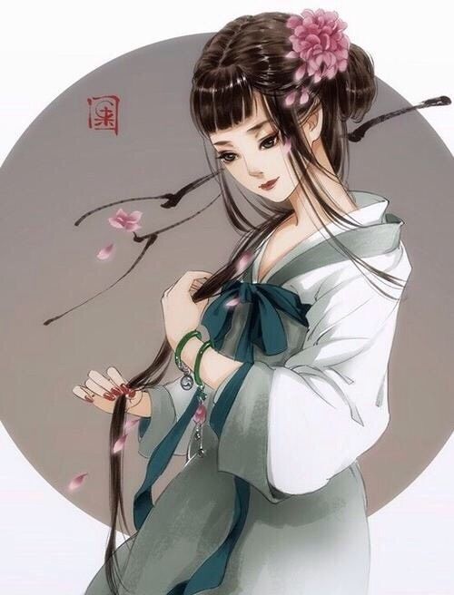 古风美人手绘 绾青丝,挽情思,你自妖娆,我自伴