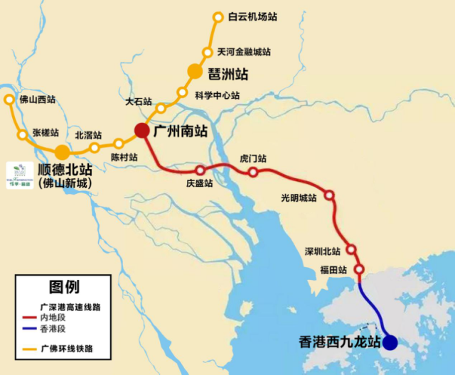 除了广佛线,途径佛山新城站点的地铁线路还包括:建设中有广佛环线轻轨