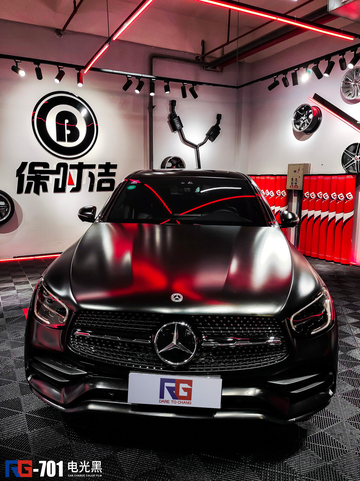 奔驰glc车身改色电光黑rg瑞集改色膜陕西西安