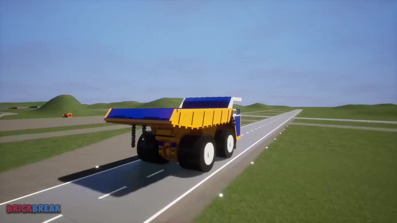 乐高beamng巨大的别拉斯矿车开足马力碾压小轿车画面够酸爽