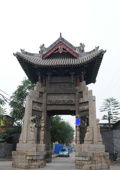 结构奇特高大雄伟挺拔秀丽山西省临汾市翼城石木四牌坊