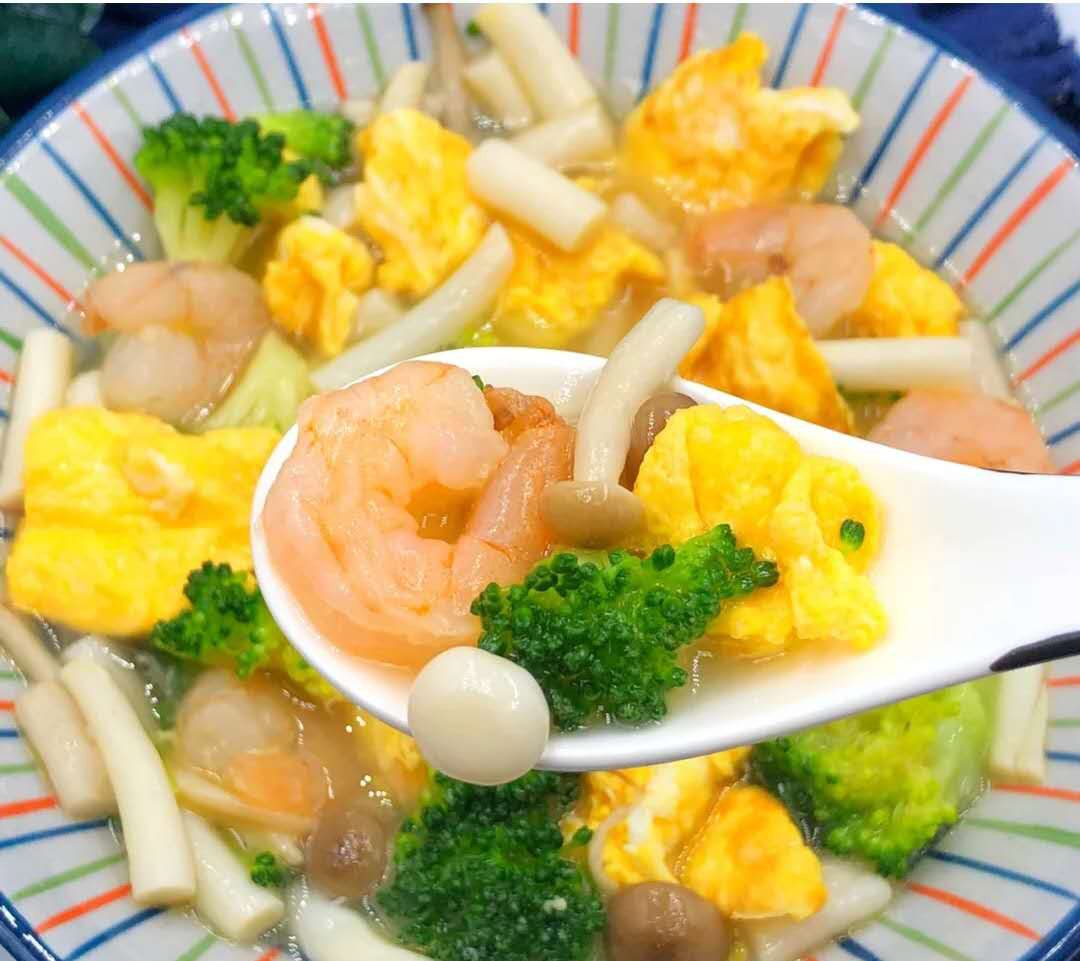 低脂低卡,菌菇虾仁鸡蛋汤,鲜到掉眉毛