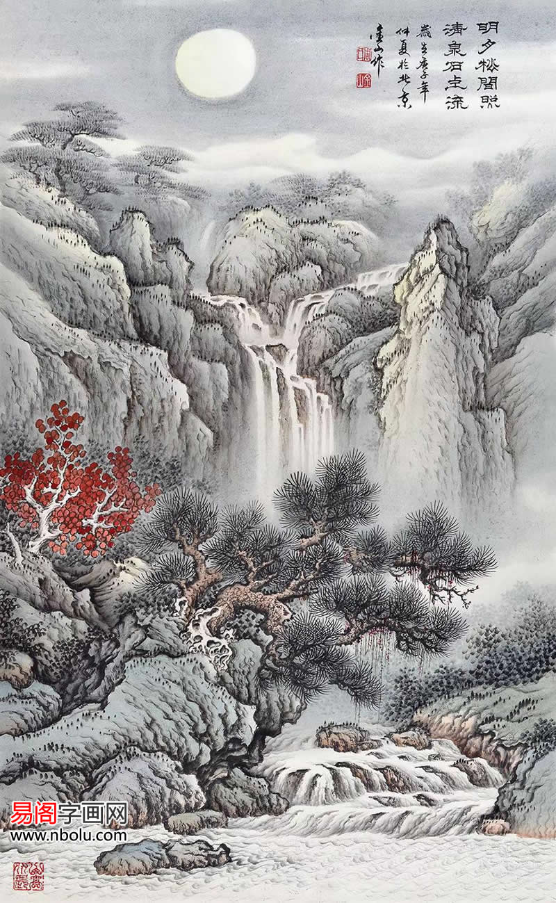 周金山工笔山水精致古雅高洁超逸