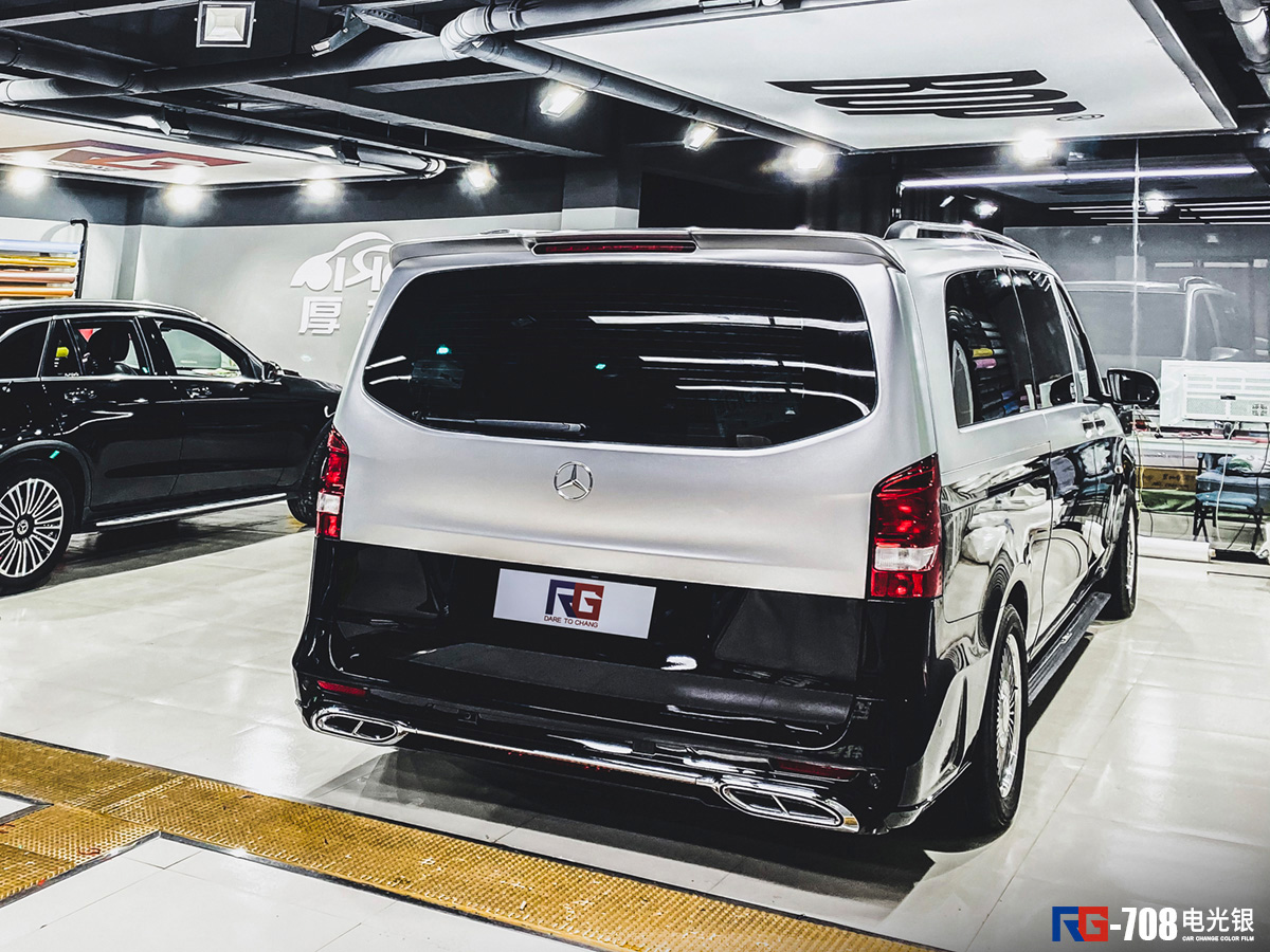 奔驰威霆车身改色电光银rg瑞集改色膜浙江永康
