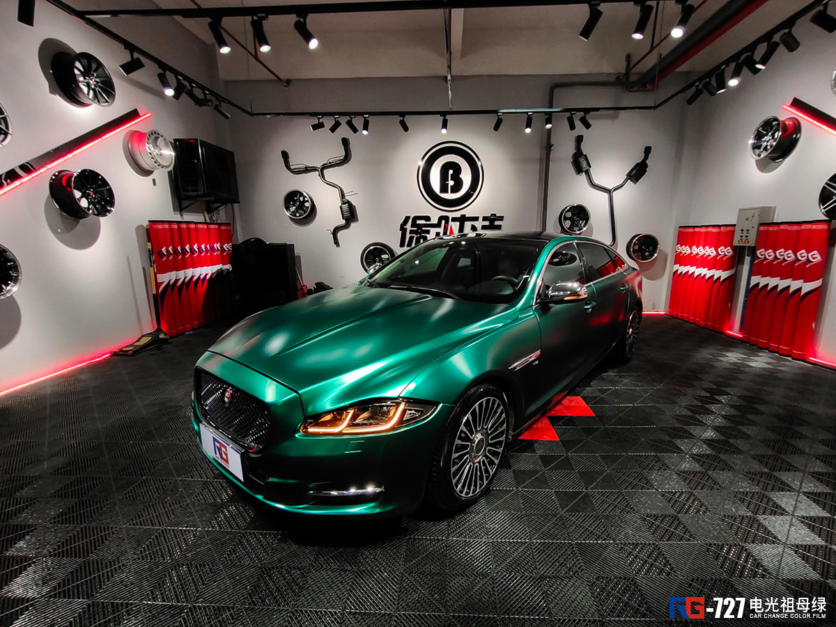 捷豹xj车身改色电光祖母绿 rg瑞集改色膜陕西西安-新浪汽车
