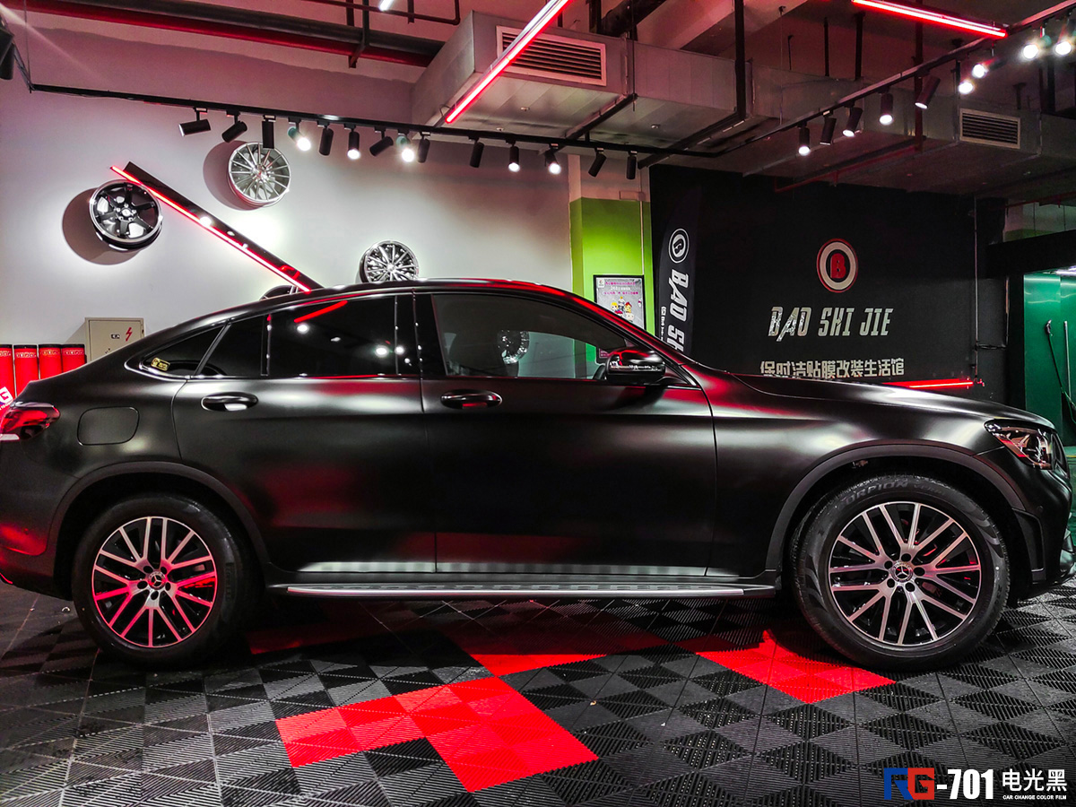 奔驰glc车身改色电光黑rg瑞集改色膜陕西西安