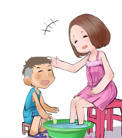 为妈妈洗脚-六一主题活动