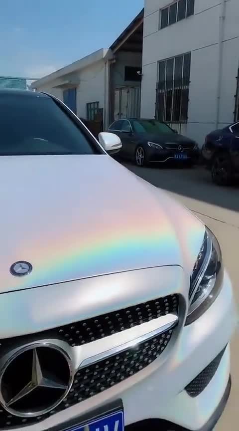 七彩镭射白七彩祥云改色贴膜改