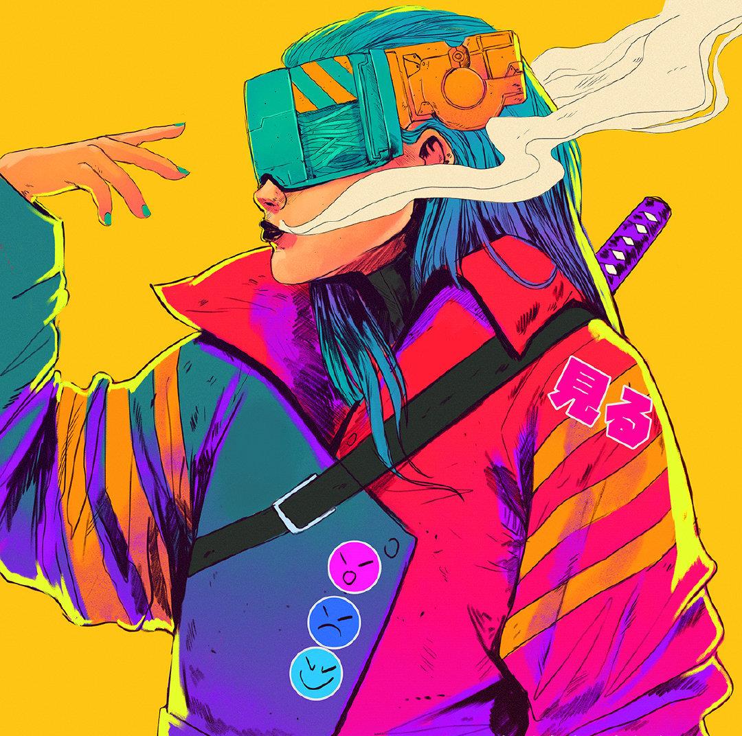 是一组个性超鲜明的赛博朋克风格人物插画艺术作品,让我们一起来欣赏