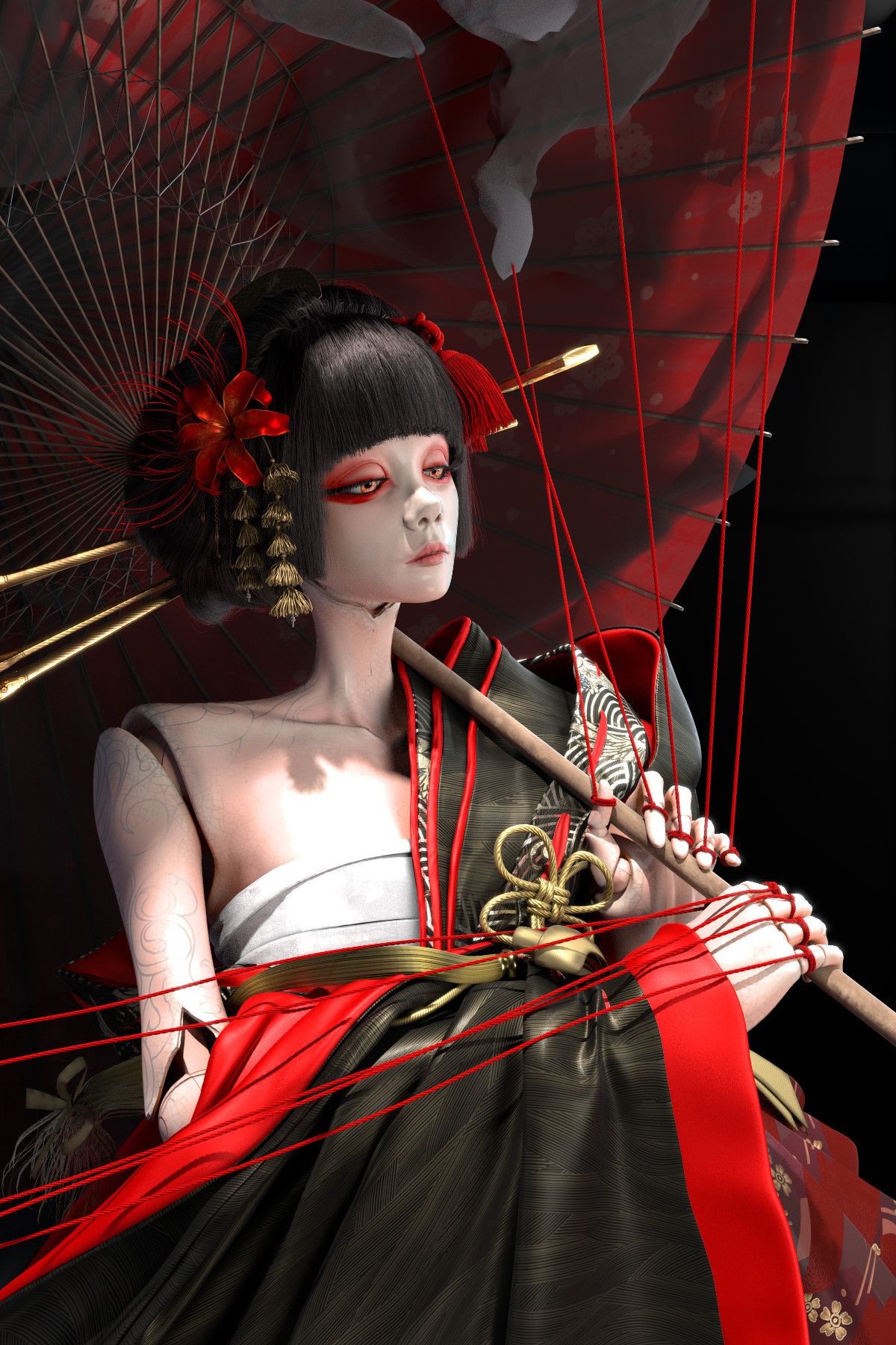 这组3d模型真漂亮,打伞的古装小姐姐你喜欢吗?