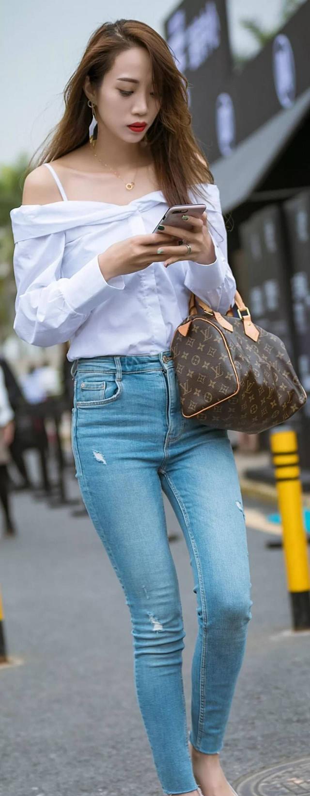 时尚街拍个性美女清新靓丽高挑的身材魅力十足