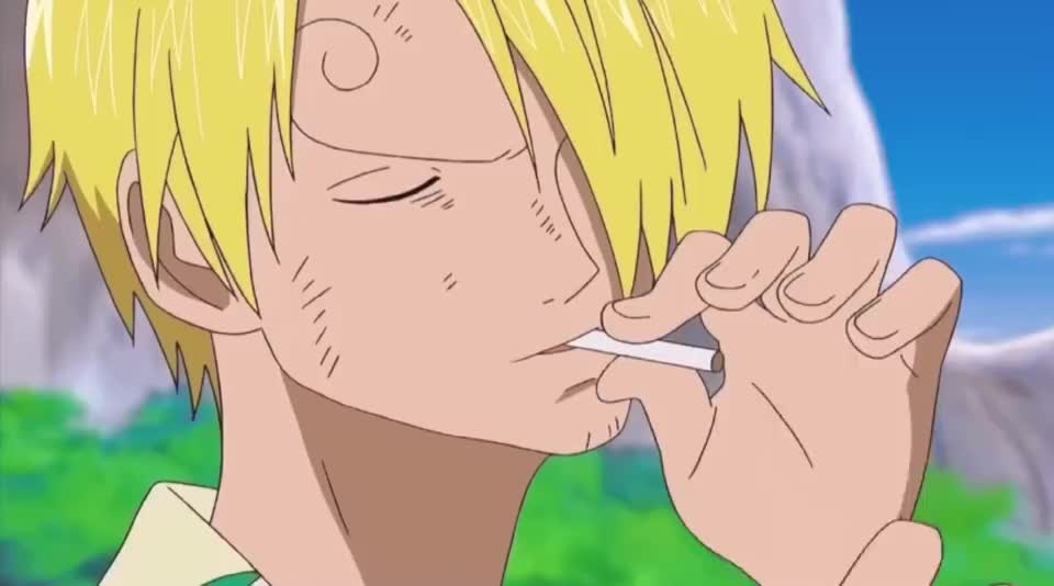 海贼王压帽子的路飞系头巾的索隆点烟的山治