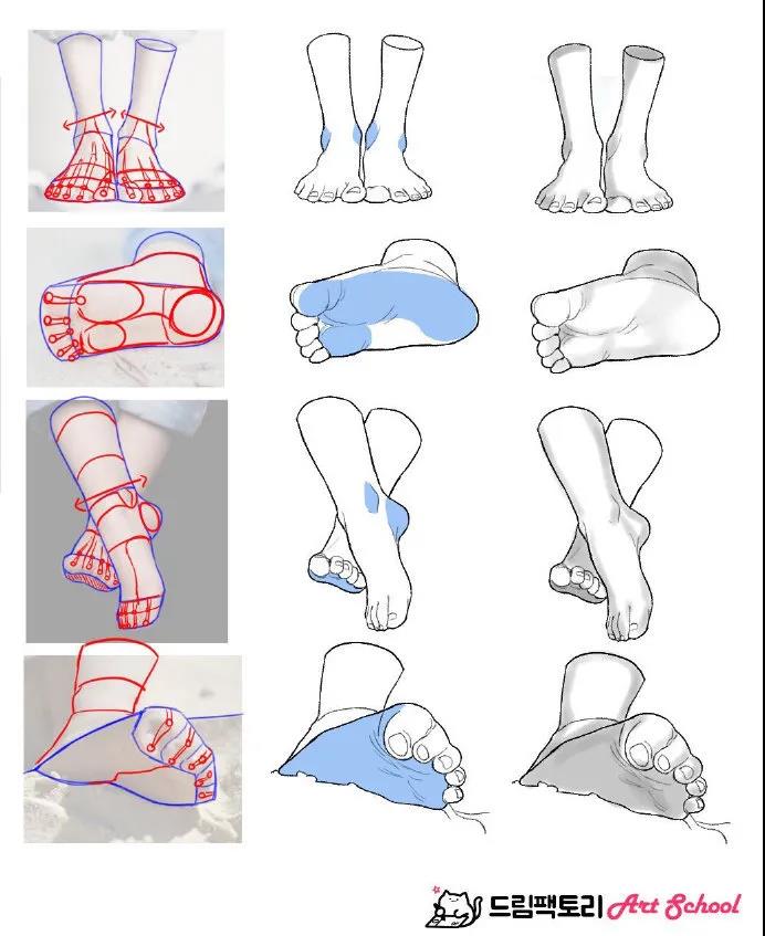 绘画素材手残党福音一组手手脚脚绘制过程参考