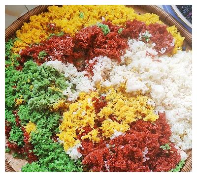 七彩糯米饭纯植物染色的糯米饭