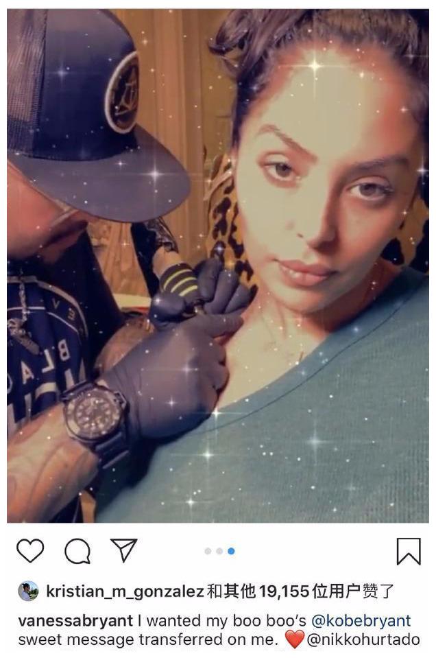 瓦妮莎添科比二女儿相关新纹身,有谁注意到她瘦成瓜子脸