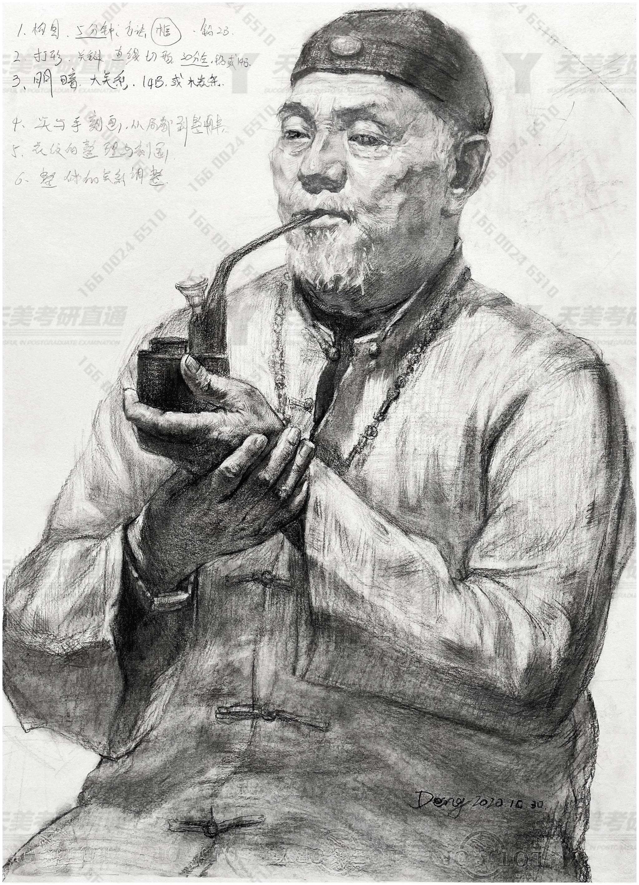 分享来自天美考研直通的高分素描人像三