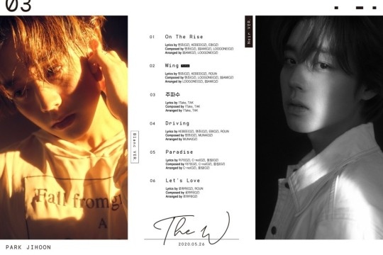 朴志训公开第三张迷你专辑的曲目表 主打歌是《Wing》