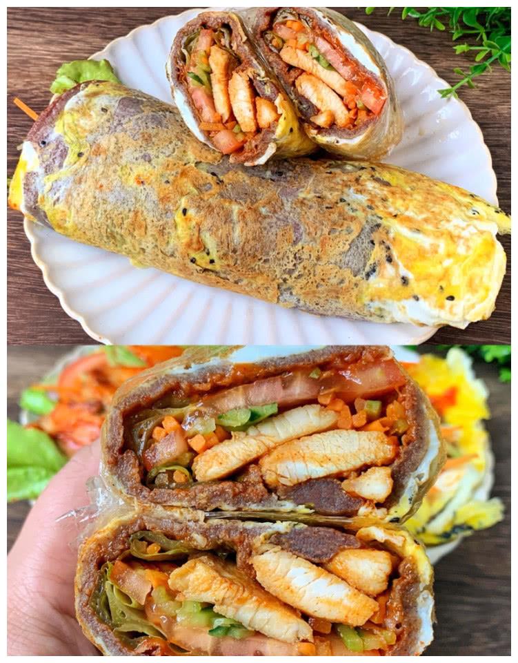 不用和面,低脂低卡巨好吃的全麦鸡胸肉卷饼