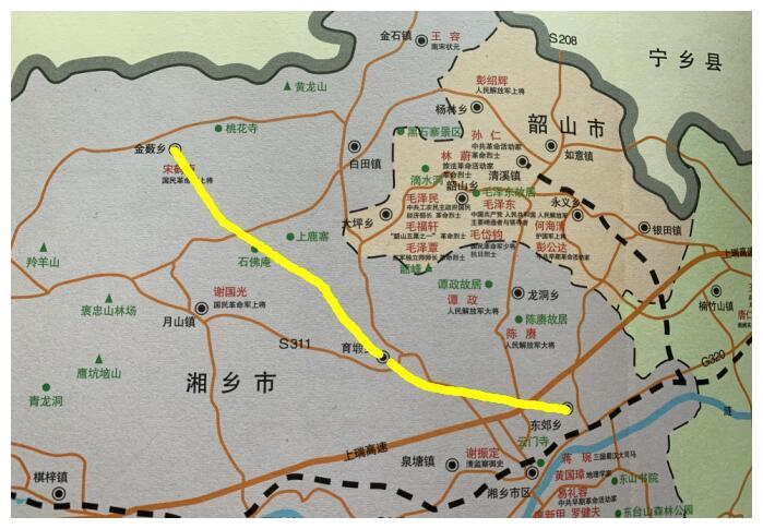 另外,值得一说的是,摊开湘乡地图,这三个乡的中心地带,可以连成一条