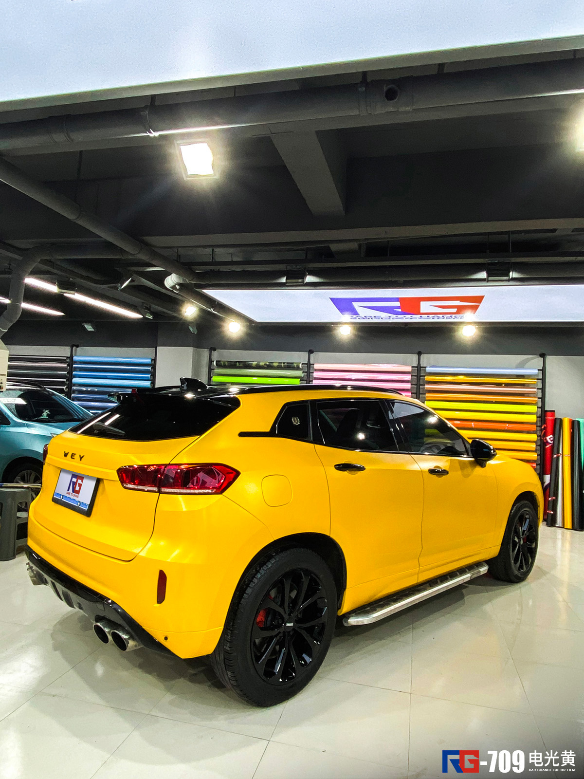 vv7车身改色电光黄rg瑞集改色膜浙江永康