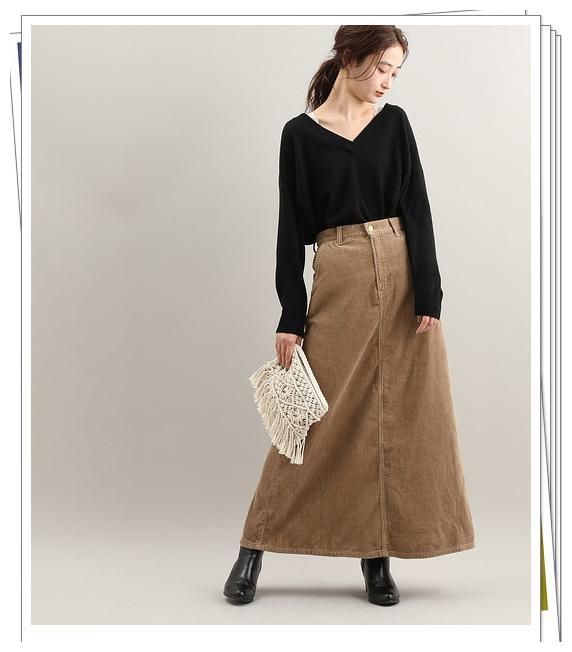 灯芯绒半身裙的秋冬搭配示例!显得温暖舒适,还兼具优雅女人味