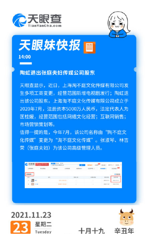 陶虹太有远见!退出张庭夫妇传媒公司股东,直播微商界疑变天?休闲区蓝鸢梦想 - Www.slyday.coM 陶虹太有远见!退出张庭夫妇传媒公司股东,直播微商界疑变天?休闲区蓝鸢梦想 - Www.slyday.coM