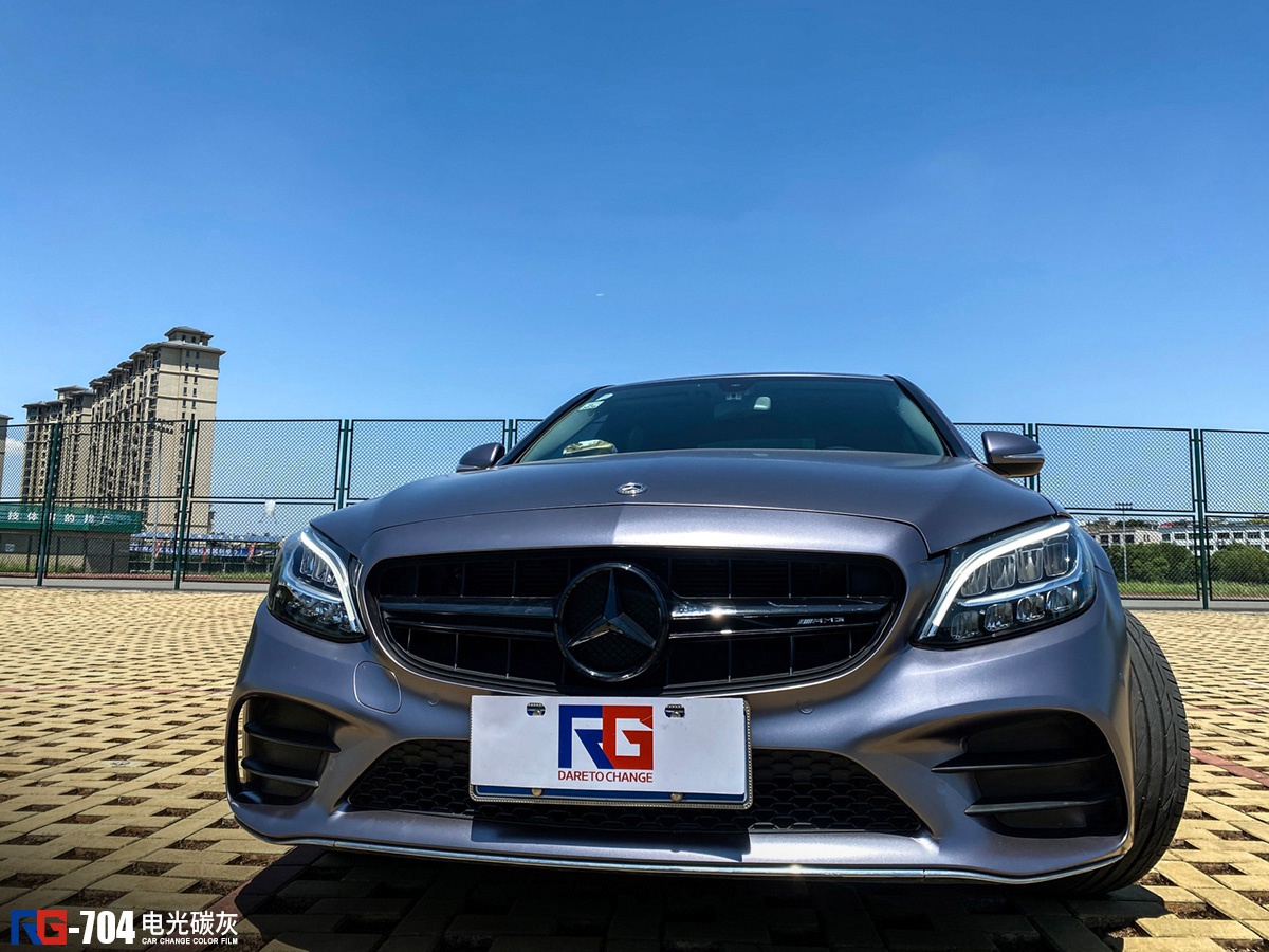 奔驰c180车身改色电光碳灰 rg瑞集改色膜浙江永康