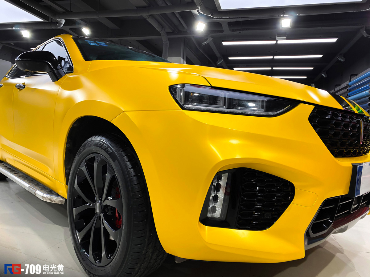 vv7车身改色电光黄rg瑞集改色膜浙江永康