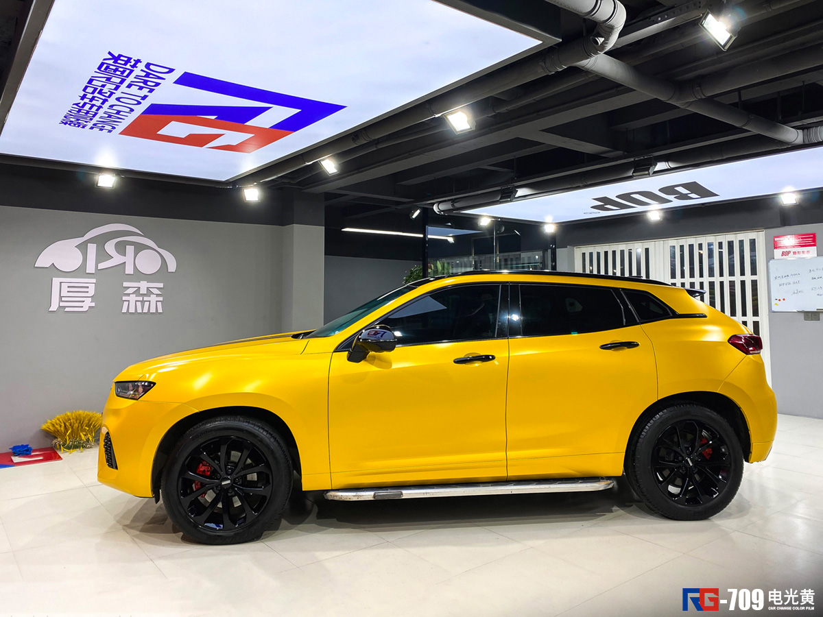 vv7车身改色电光黄rg瑞集改色膜浙江永康
