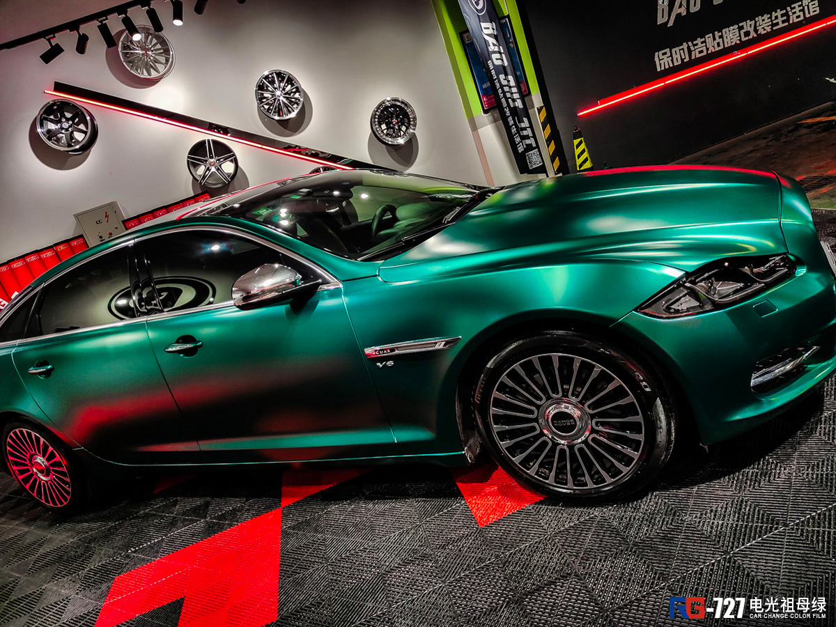 捷豹xj车身改色电光祖母绿 rg瑞集改色膜陕西西安-新浪汽车