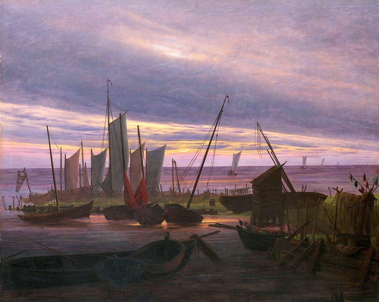 渔船画:出海,归来,靠岸-大卫·弗里德里希|美术作品