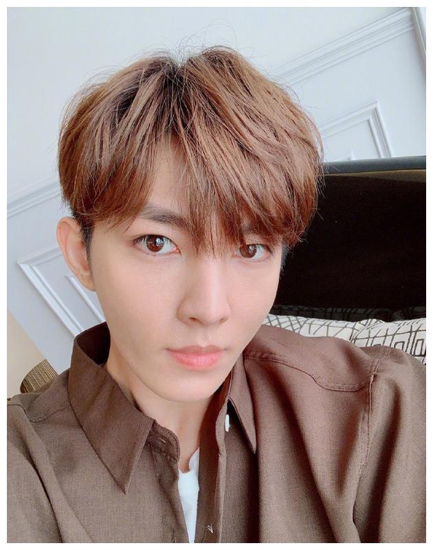 炎亚纶对镜放电分享自拍,留栗子色发型少年感十足|炎亚纶|栗子|放电_