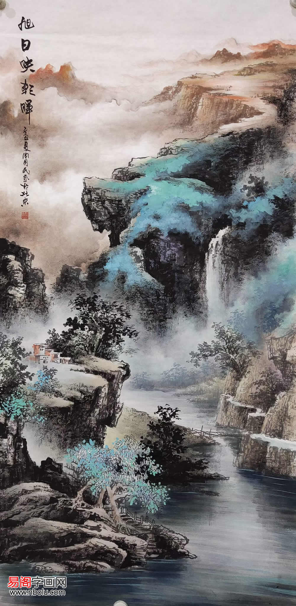 周国民彩墨山水画秀雅苍润平和闲适