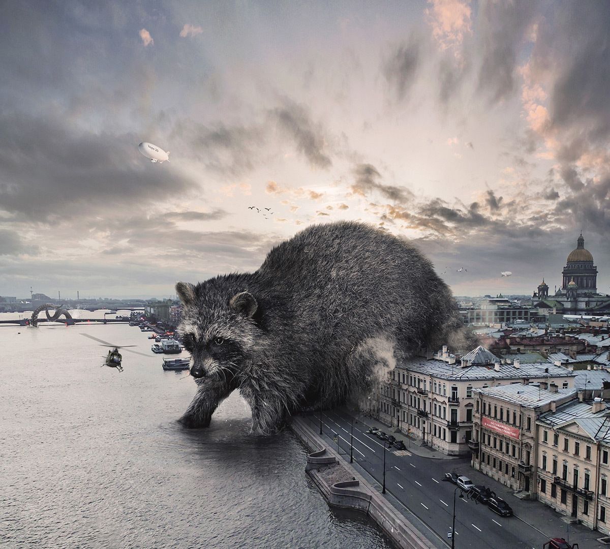 艺术家大胆想象:当动物化身"巨人"现身街头