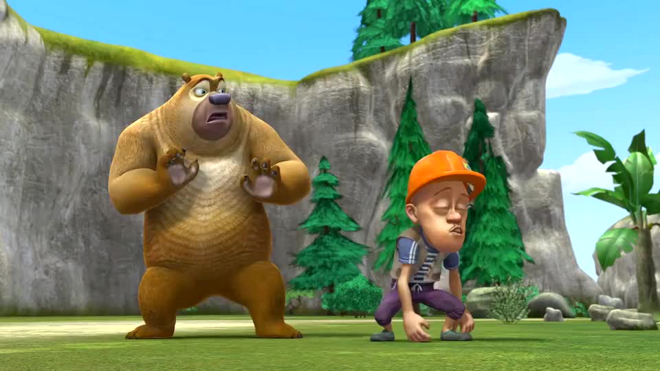 熊出没狗熊和光头强掉下山崖都热的要死一点水都没有