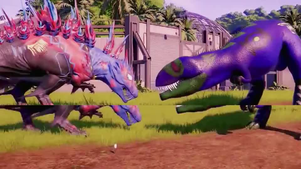 侏罗纪世界:你觉得小紫恐龙与变异哥斯拉谁会赢得本次比赛呢