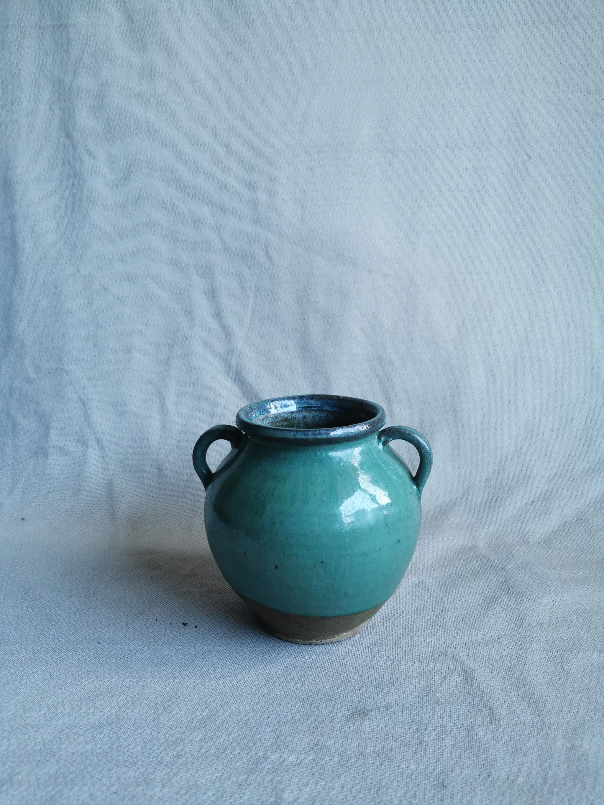 元明时期绿釉窑变釉双系罐