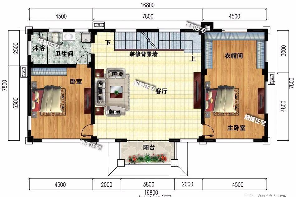 3栋进深7米左右的农村别墅,第一栋客厅挑空,第二栋外形对称