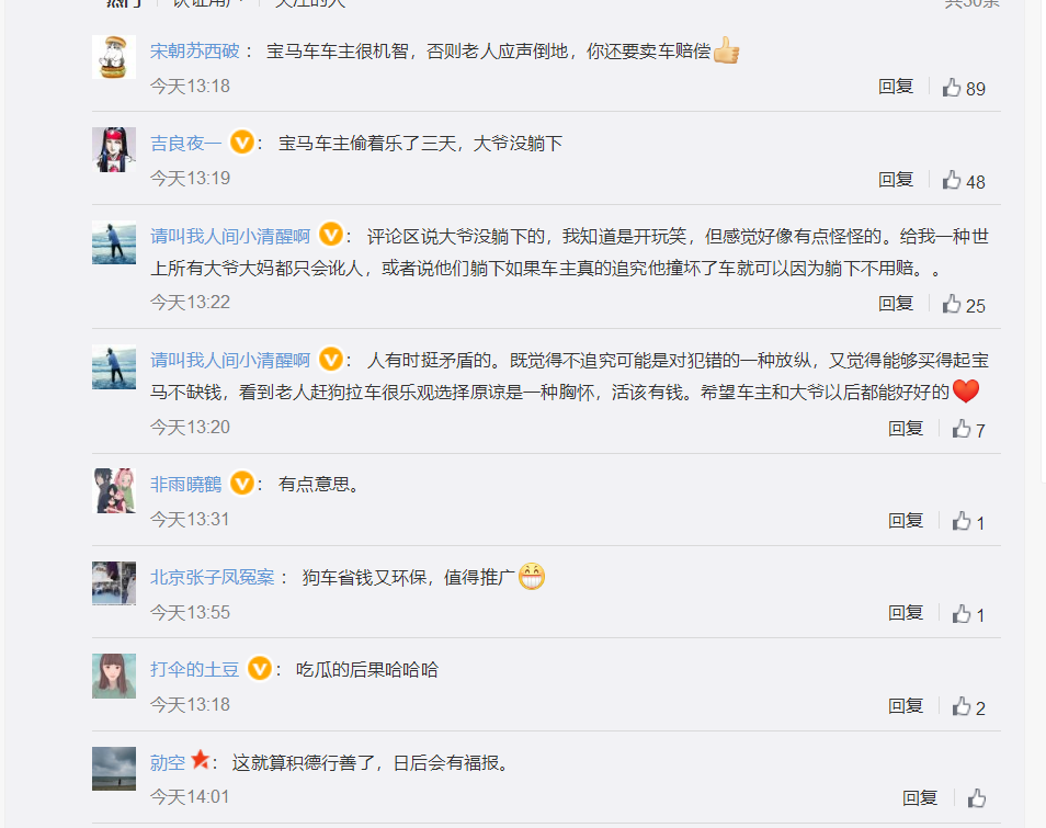 老人赶2条狗拉车撞上宝马 ，车主：挺危险，看大爷乐观没追究休闲区蓝鸢梦想 - Www.slyday.coM