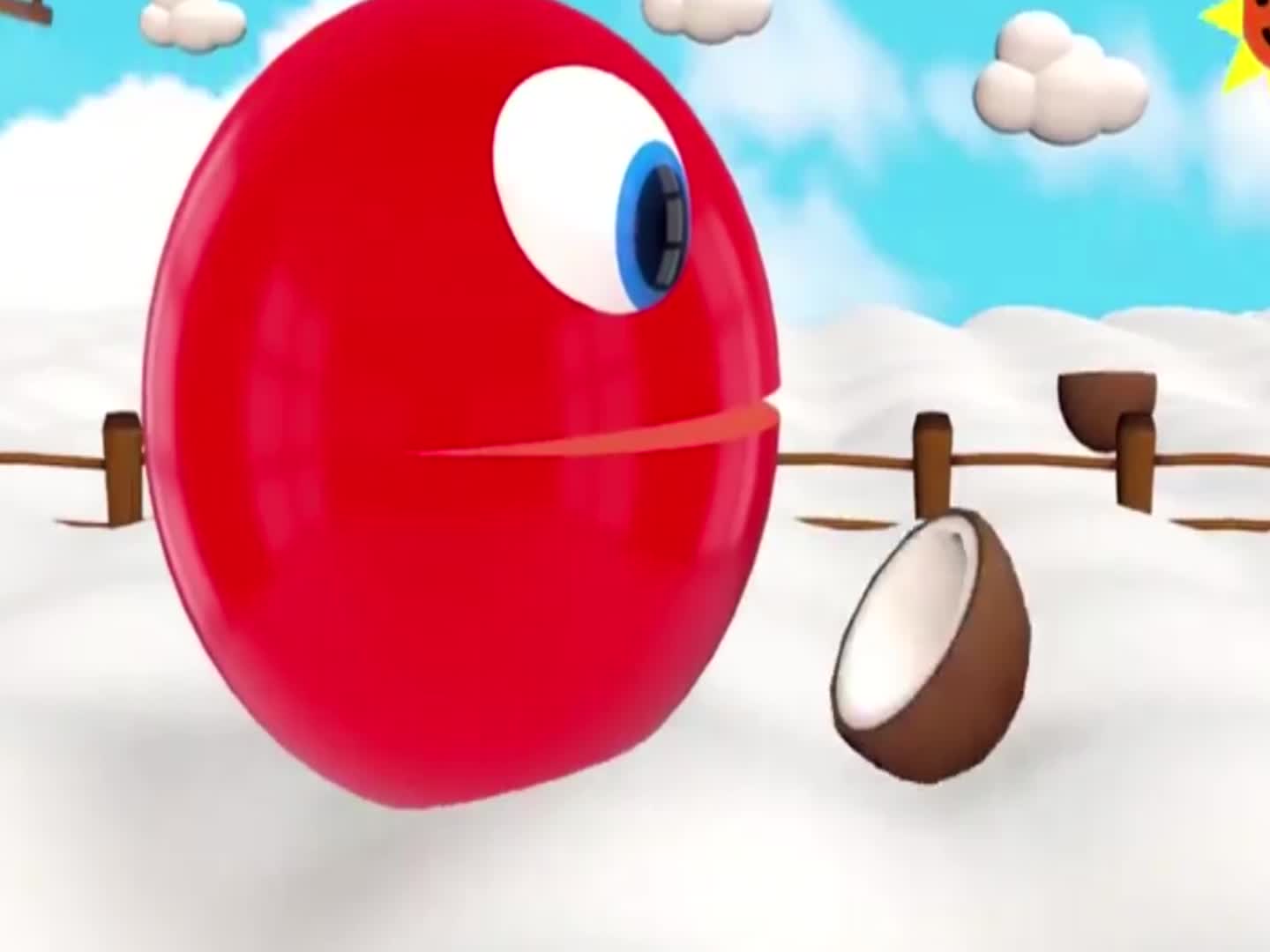 小球球冰雪王国吃椰子壳,益智动画学颜色