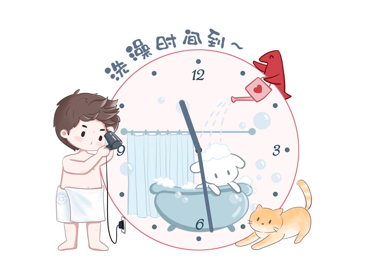 饭绘易烊千玺洗澡时间,洗完香香吹头发