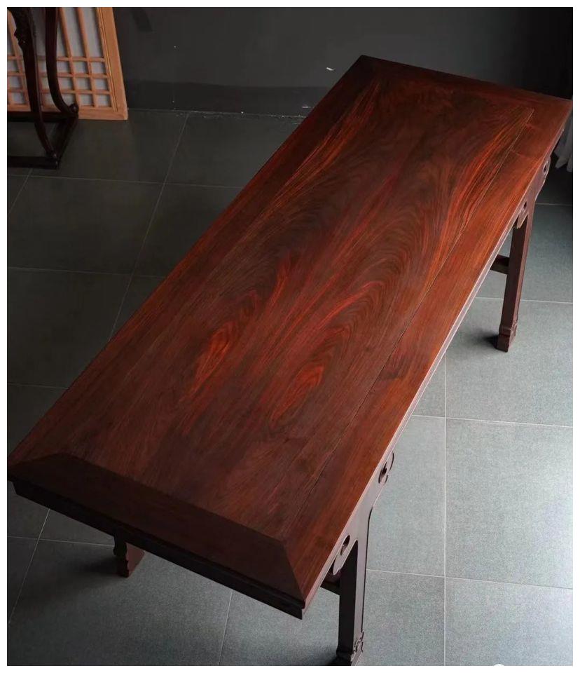 古雅隽永大红酸枝云牙插肩榫书房大画案