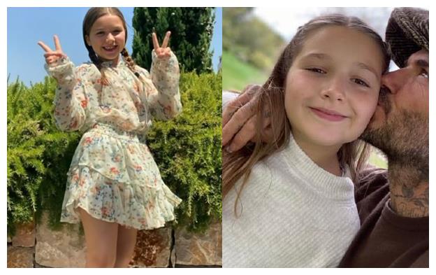 9岁小七露修长大腿明显早熟贝克汉姆过分宠溺付出全部爱