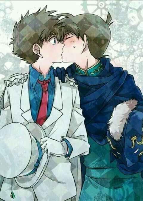 新一和黑羽快斗的kiss举动,小兰与远山和叶看得目瞪口呆!