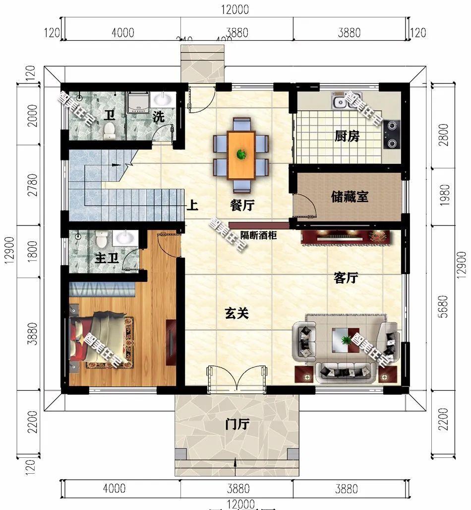 主卧室内带主卫,前后通透室内部分空间装修隔开,二层三室一厅三卫