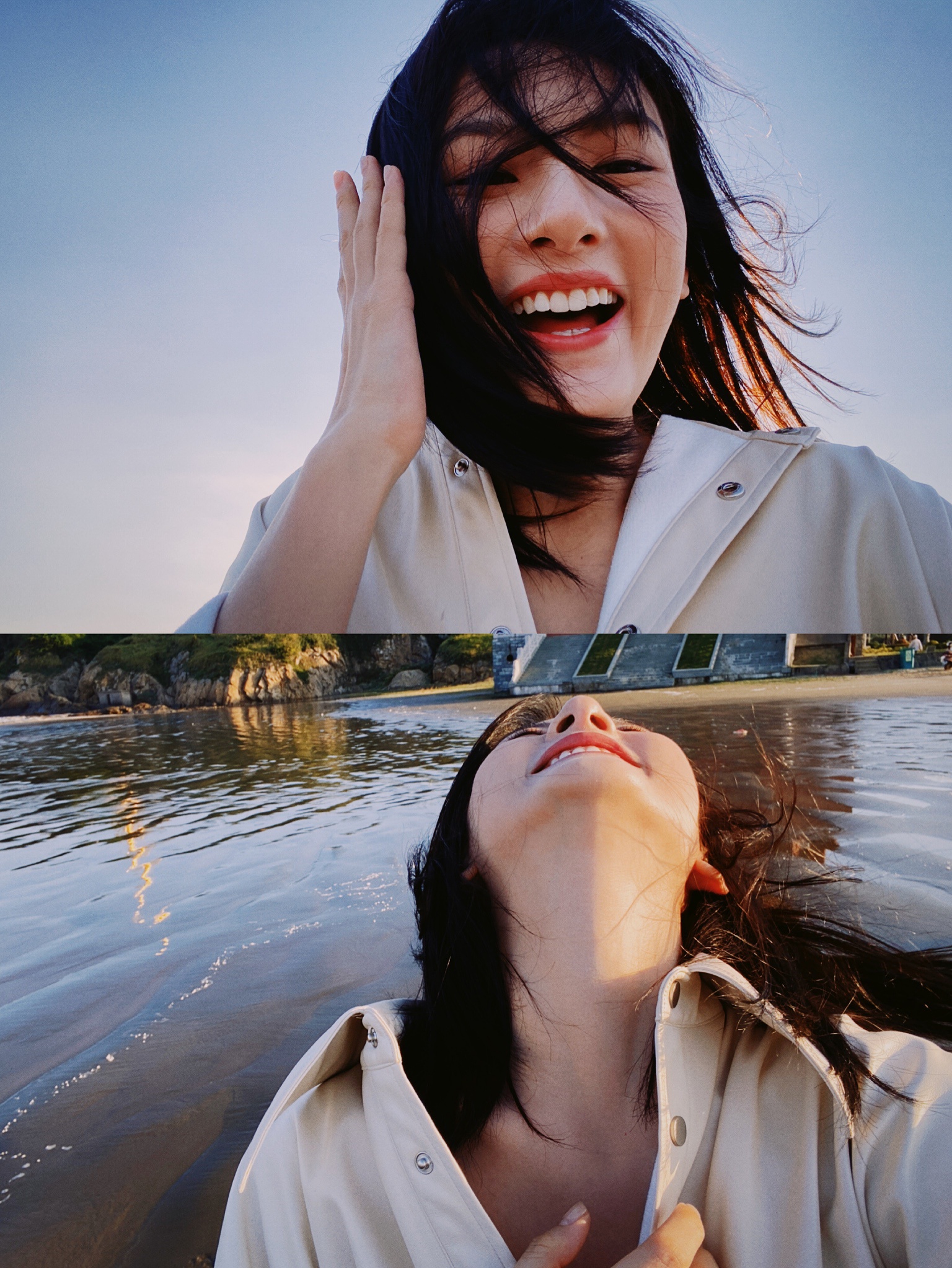 人气小花宋祖儿在某社交平台上晒出一组海边自拍照,并配文"海边碎片"